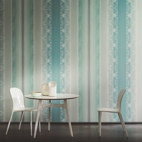 Papel Pintado Rayas Turquesas