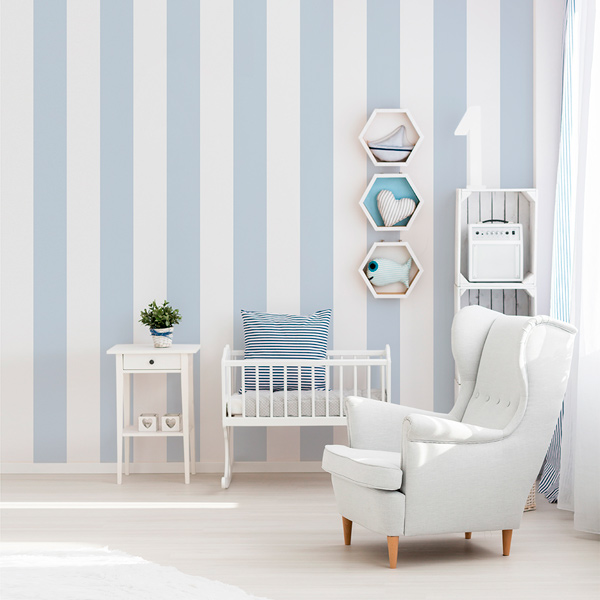 Papel Pintado Rayas Azules y Blancas 903