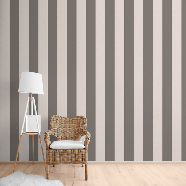 Papel Pintado Rayas Gris Amarronado y Beige 912