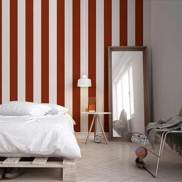 Papel Pintado Rayas Granates y Beige 911