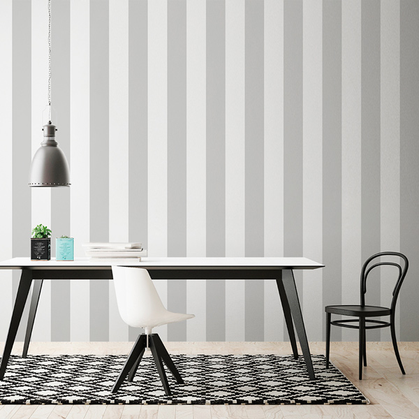 Papel Pintado Rayas Grises y Blancas 902