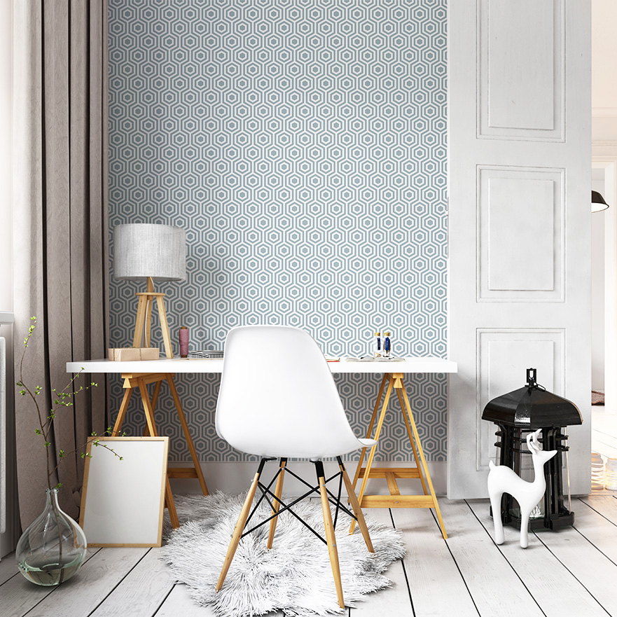 Papel Pintado Geometrico Color Verde Agua