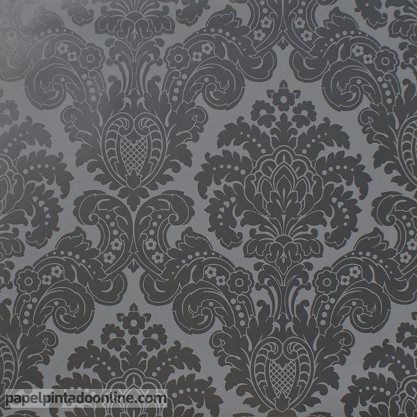 Papel Pintado Damasco Negro 5288-1