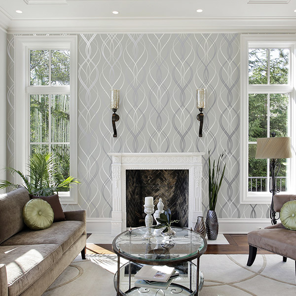 Papel Pintado Ondas Grises y Platas 982