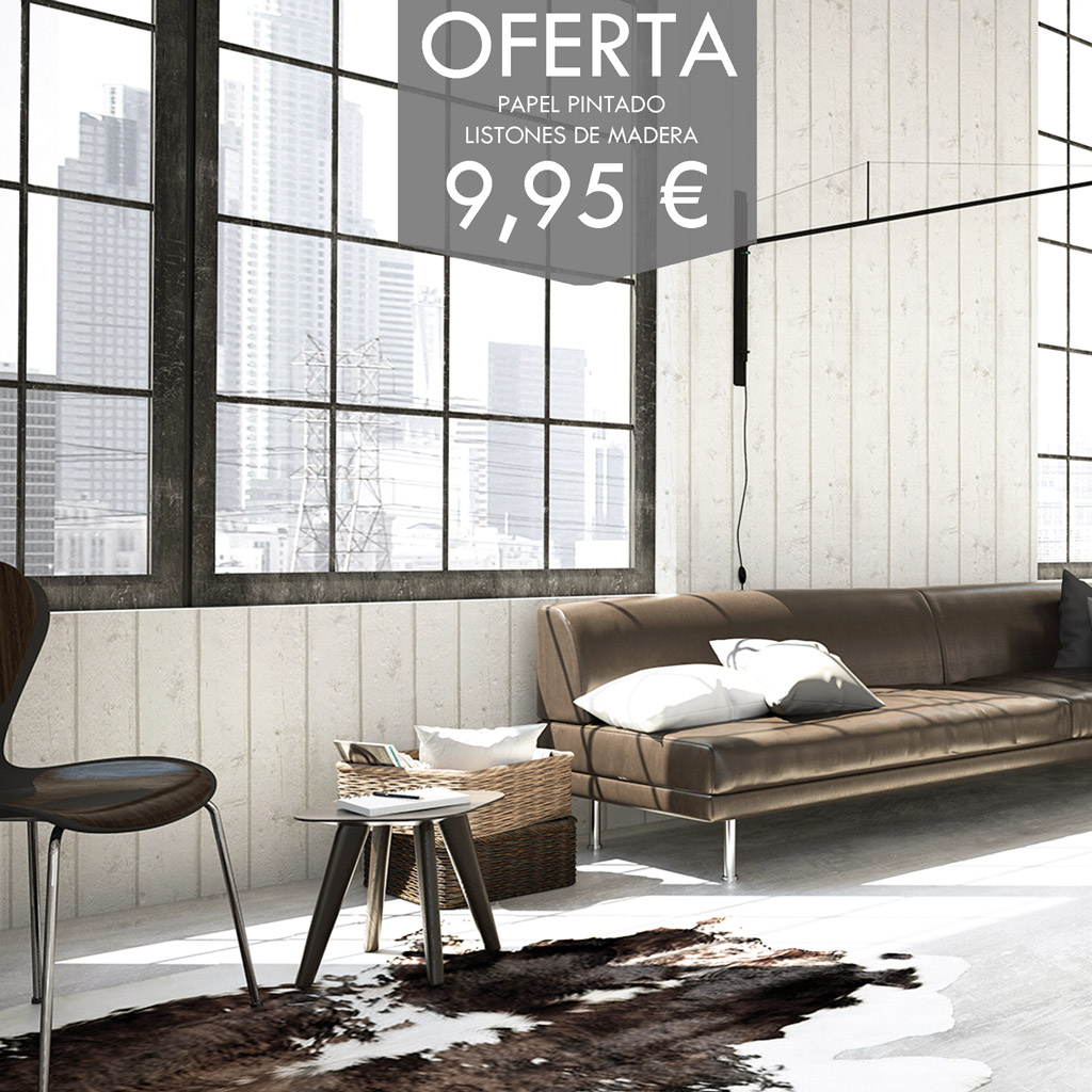 Papel Pintado Imitación Madera Color Crema