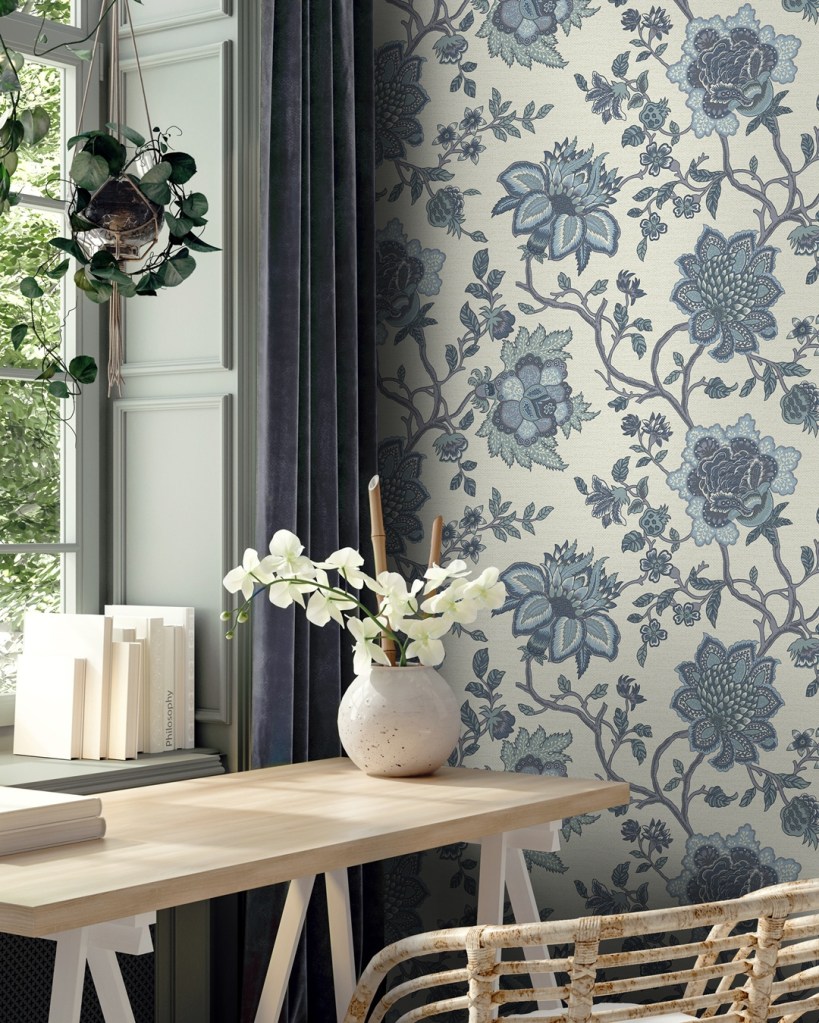 papel pintado flores inglesas