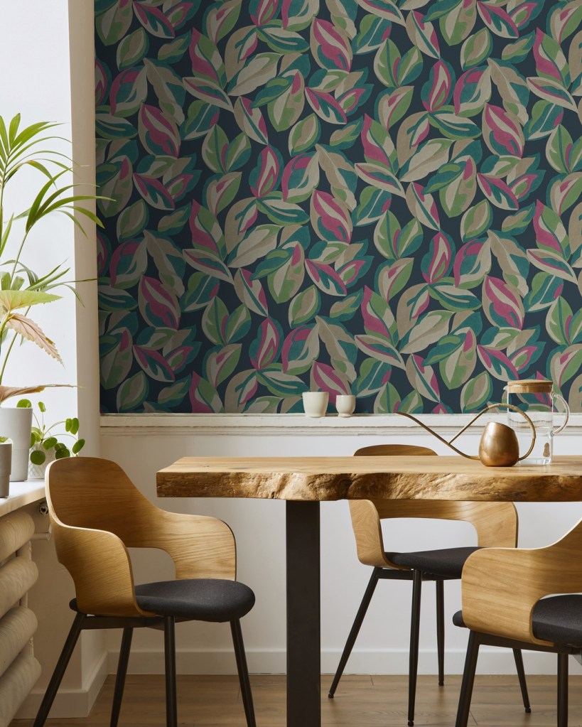 papel pintado hojas tropicales