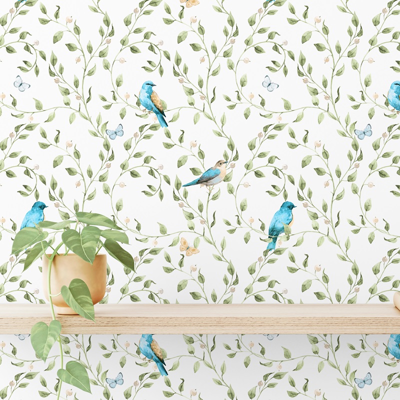 Papel Pintado de Pájaros en colores Vibrantes