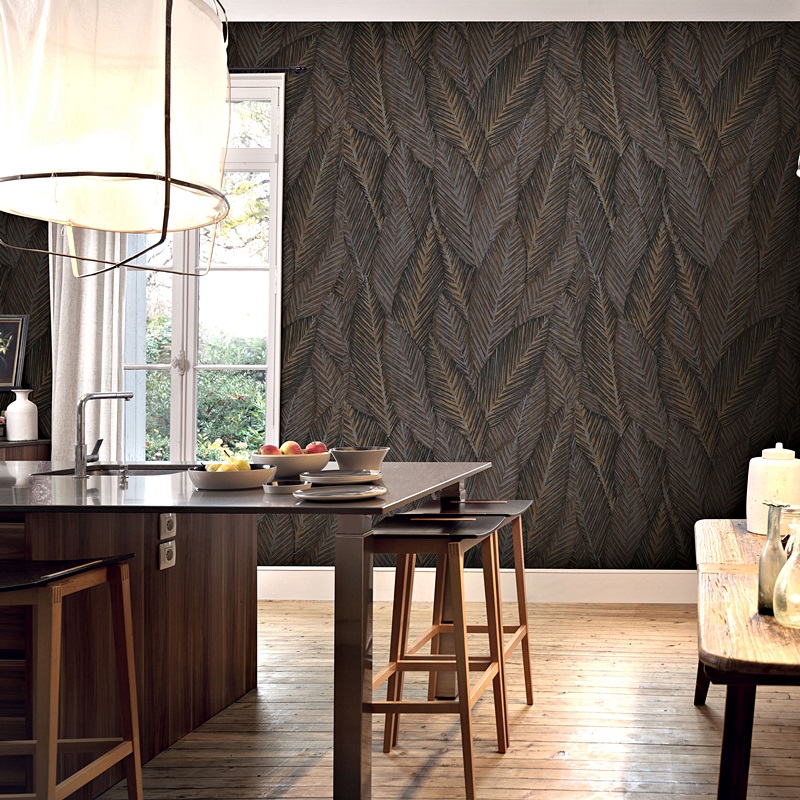 Papel pintado hojas palmeras verticales