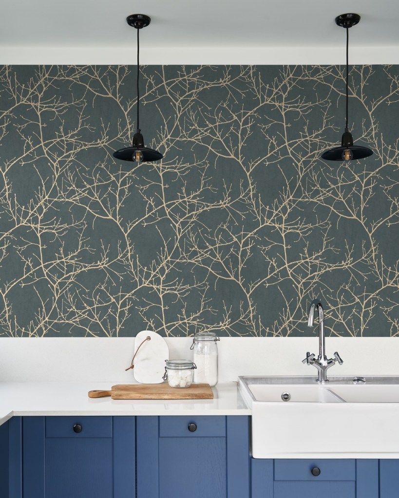 papel pintado Riverside 4 de Ramas instalado en una cocina