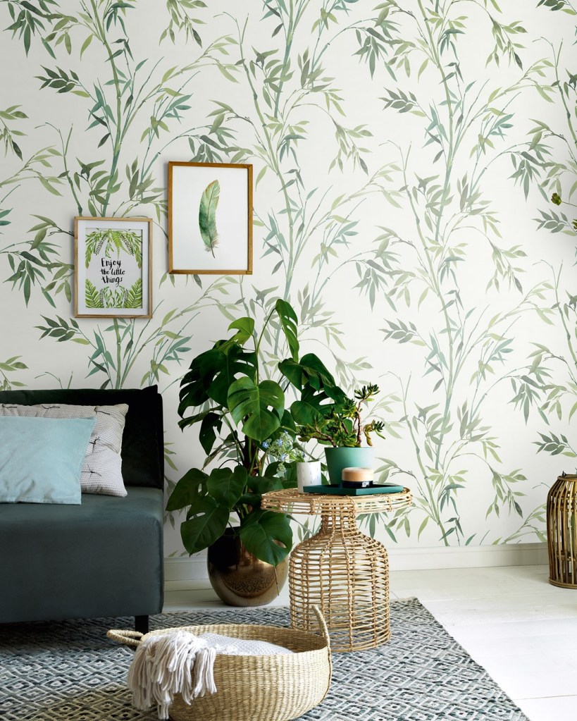 Papel pintado BAMBÚ HOJAS VERDES 10388-07