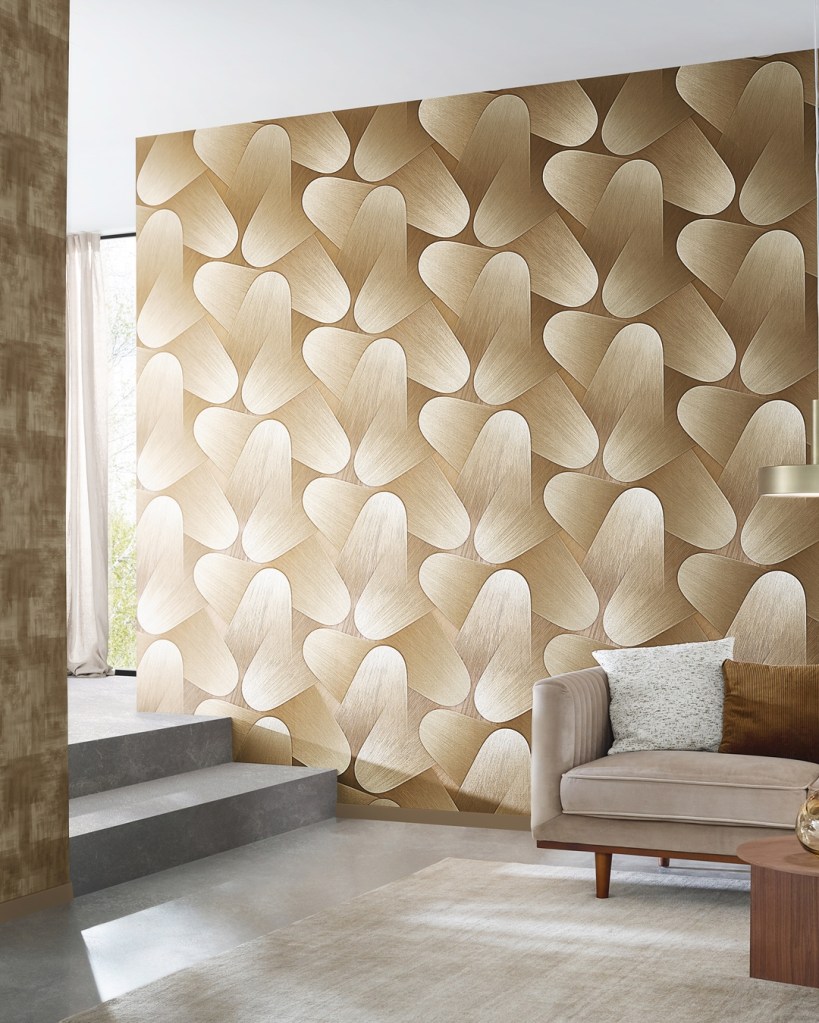 Papel Pintado Eclipse Diseño Retro Moderno Dorado